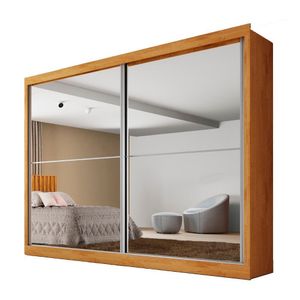 Guarda Roupa Verona Plus 2 Portas Espelhado 100% Mdf Peroba