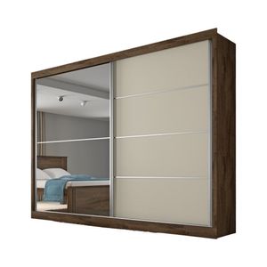 Guarda Roupa Verona Plus 1 Porta Espelhado 100% Mdf Brauna-off White-brauna