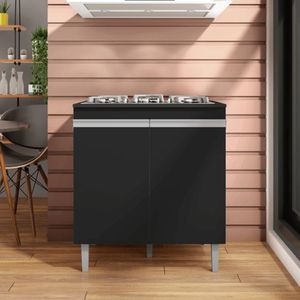 Balcão Armário Cooktop Andréia 79cm 4 Ou 5 Bocas 2 Portas