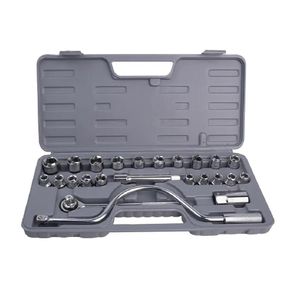 Jogo Chaves Soquete 25 Peças Catraca 1-2 Kit Ferramentas Completo Maleta Cachimbo Roda 8-22mm Profissional