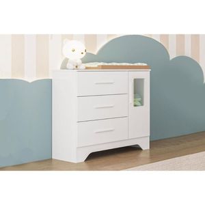 Cômoda Infantil Popy C- 1 Porta Cristal E 3 Gavetas Branco - Peroba