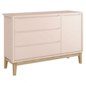 Cômoda Sapateira Classic New Rosa Fosco Com Natural - Moveisaqui