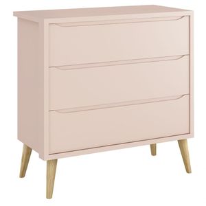 Cômoda Gaveteiro Théo New Rosa Fosco Com Natural - Moveisaqui