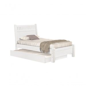 Cama Solteiro 185 Com Auxiliar Bicama 100% Mdf Valverde Móveis Branco