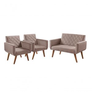 Conjunto Anabelle 2 Poltronas De 1 Lugar 1 Poltrona 2 Lugares Braço Unidecor Cappuccino