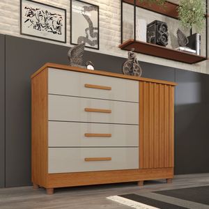 Cômoda Barcelona Com Pés 4 Gavetas E 1 Porta Ripada Tcil Cinamomo-off