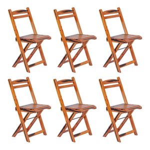 Kit 6 Cadeiras Dobrável Madeira Maciça Ypê Perfeita Para Ambientes Externos E Cobertos Cerejeira