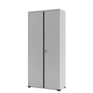 Armário Aço Multiuso Lavanderia Fechadura Prateleiras Vassoura Organizador EA311 Cinza