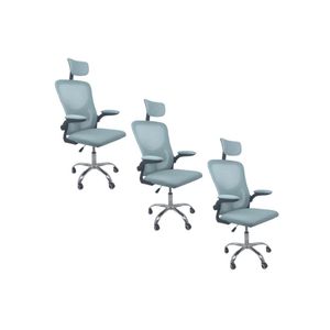 Kit Com 3 Cadeiras De Escritório Diretor Oficial Vegas Com Apoio + Ebook Azul E Preto 3