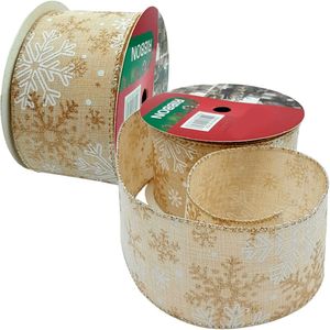 Rolos Fitas Aramada Flocos Neve Natal 6,3cm 9,14m Kit 6pçs
