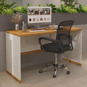 Mesa Para Escritório Com Tampo 25mm Verbena - Off White E Naturale
