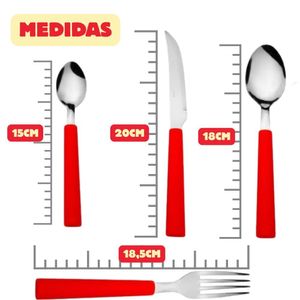 Conjunto De Talheres 16 Peças Vermelha Faqueiro Jogo