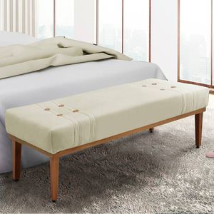 Recamier 0,90m Com Base De Madeira Maciça Em Tecido Veludo Gênova - Lucadi Bege